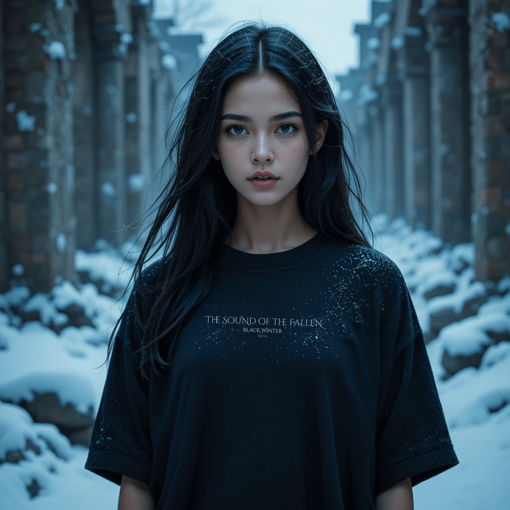 Camiseta Negra “Alas del Invierno” – Black Winter Rock (oversize) - Black Winter Shop