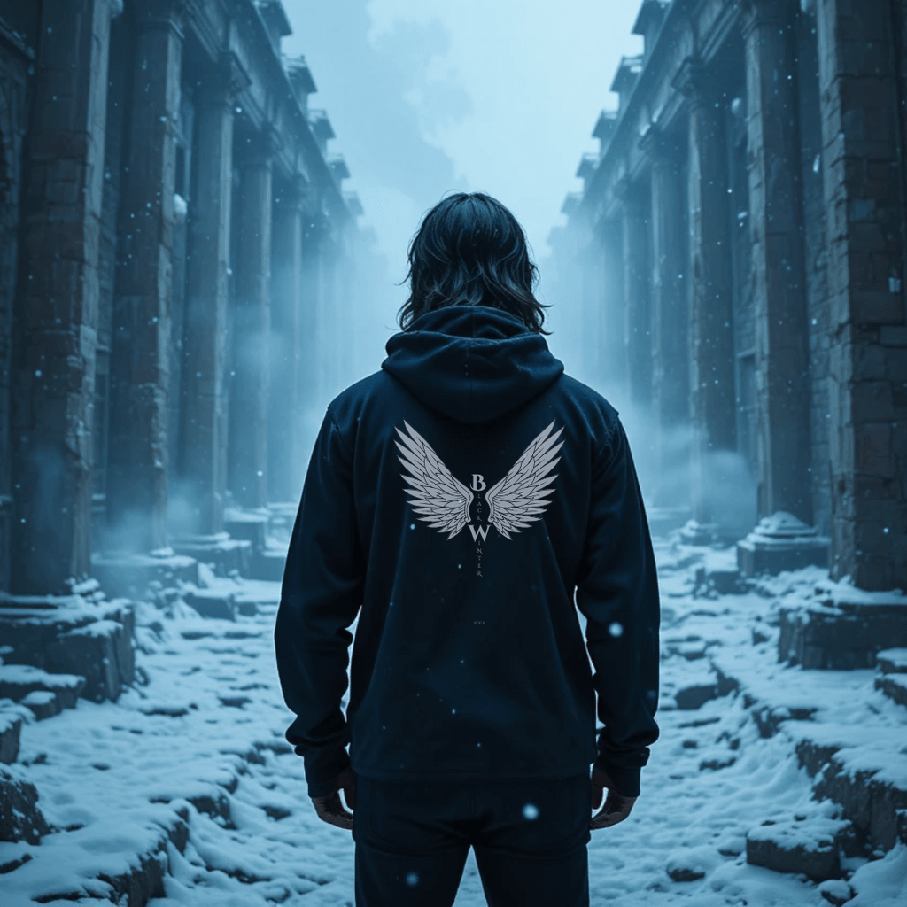 Sudadera con capucha “Alas del Invierno” – Black Winter Rock - Black Winter Shop