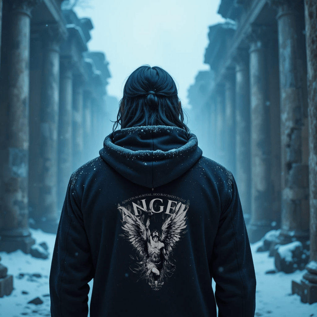 Sudadera Negra “Angel Caído” – Black Winter Rock Edición Limitada - Black Winter Shop