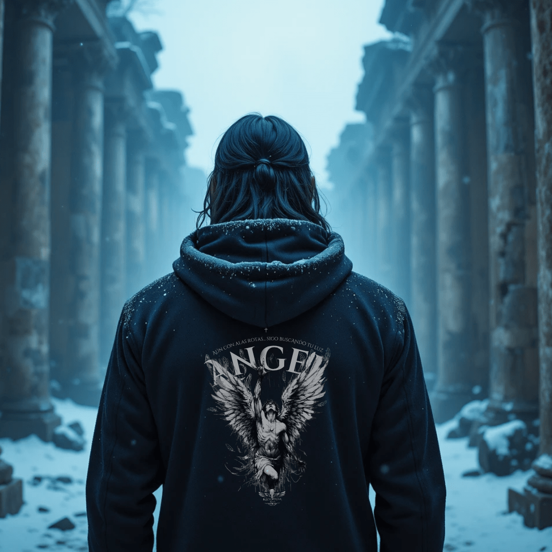 Sudadera Negra “Angel Caído” – Black Winter Rock Edición Limitada - Black Winter Shop