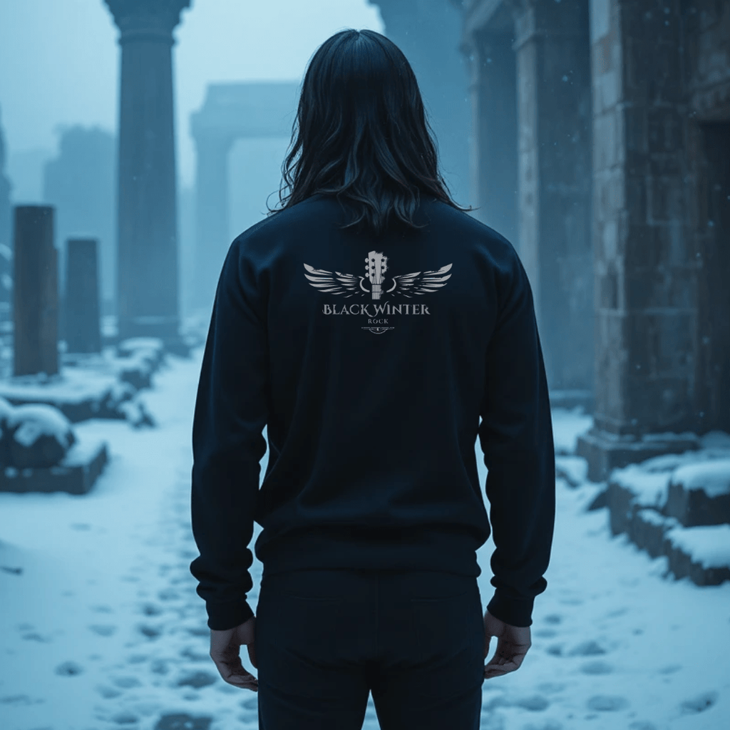 Sudadera Negra sin capucha “Emblema BW” – Black Winter Rock Oficial - Black Winter Shop