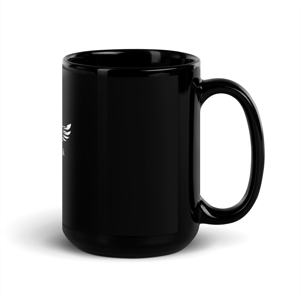 Taza negra brillante con logo de Black Winter Rock - Black Winter Shop