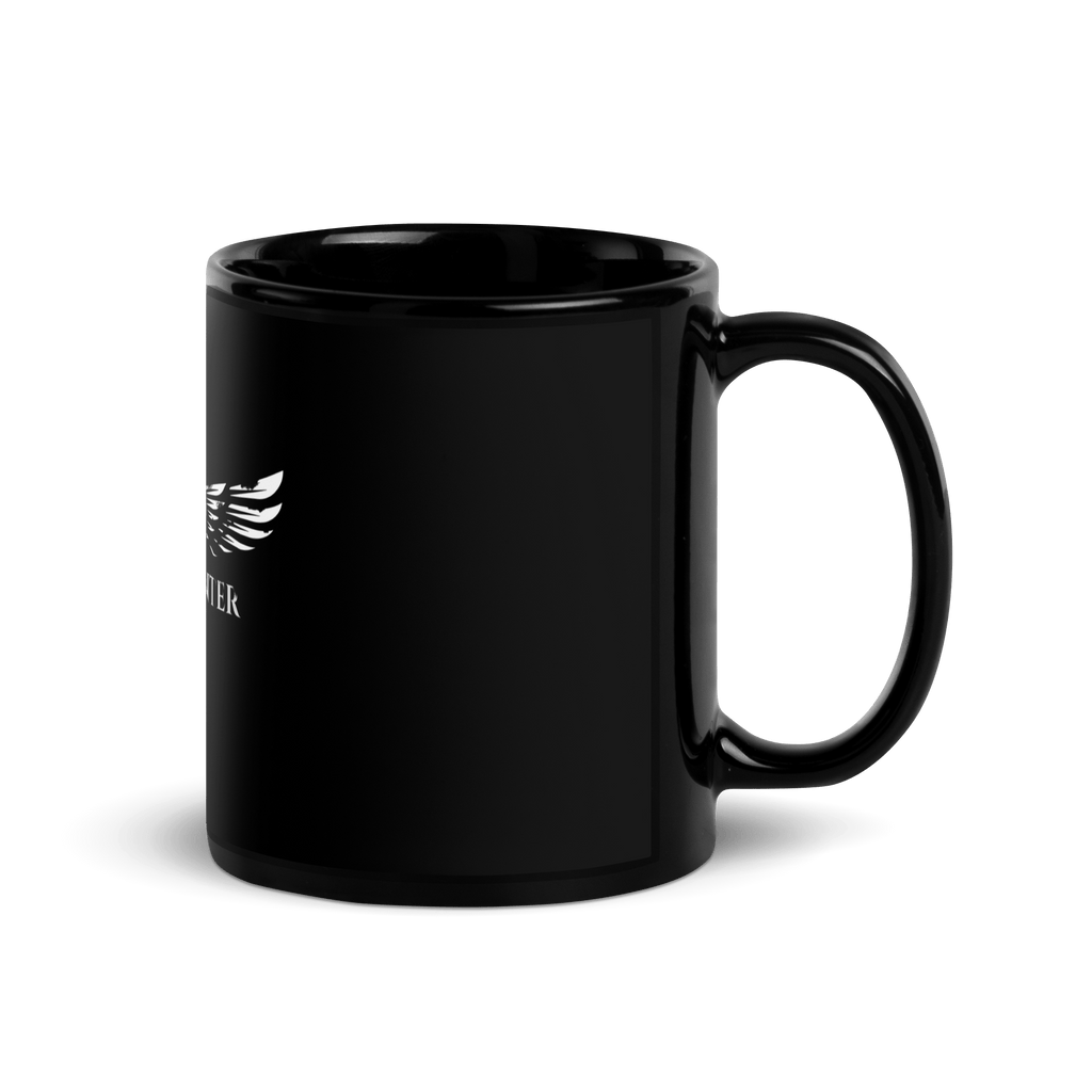 Taza negra brillante con logo de Black Winter Rock - Black Winter Shop