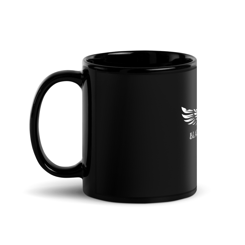 Taza negra brillante con logo de Black Winter Rock - Black Winter Shop